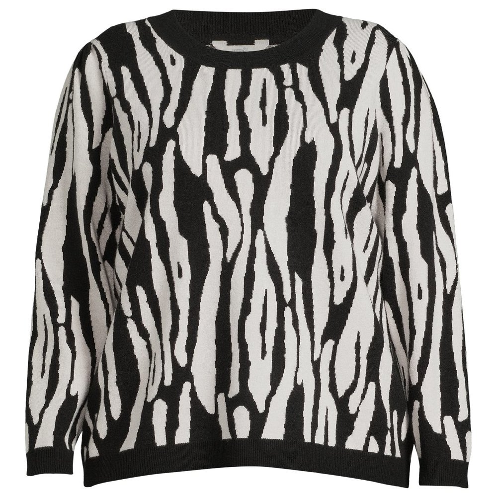 Sweater Black and Cream print Plus Size 3X